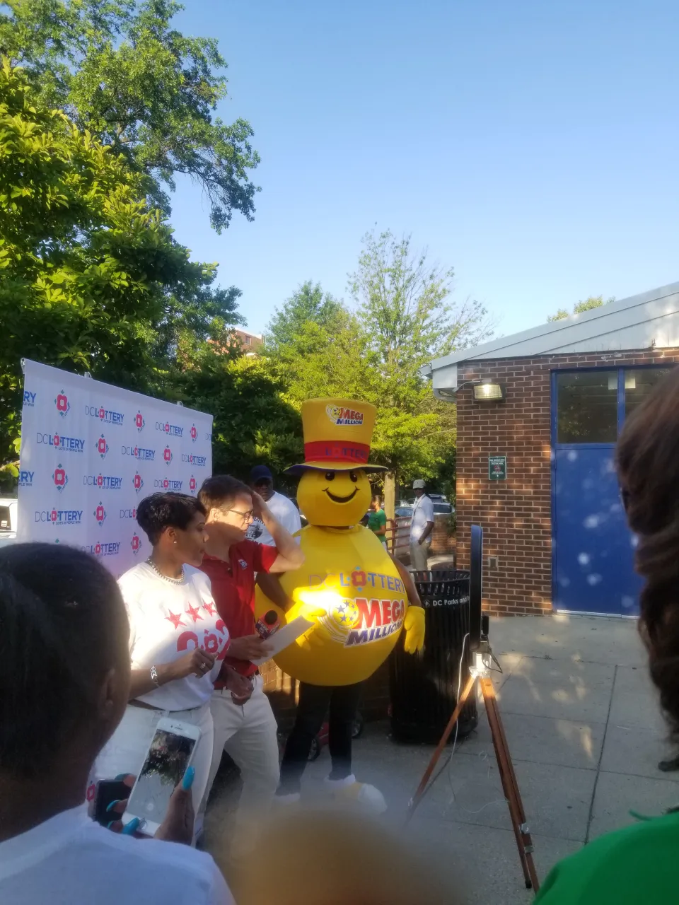 News anchor and Mega Millions Mascot